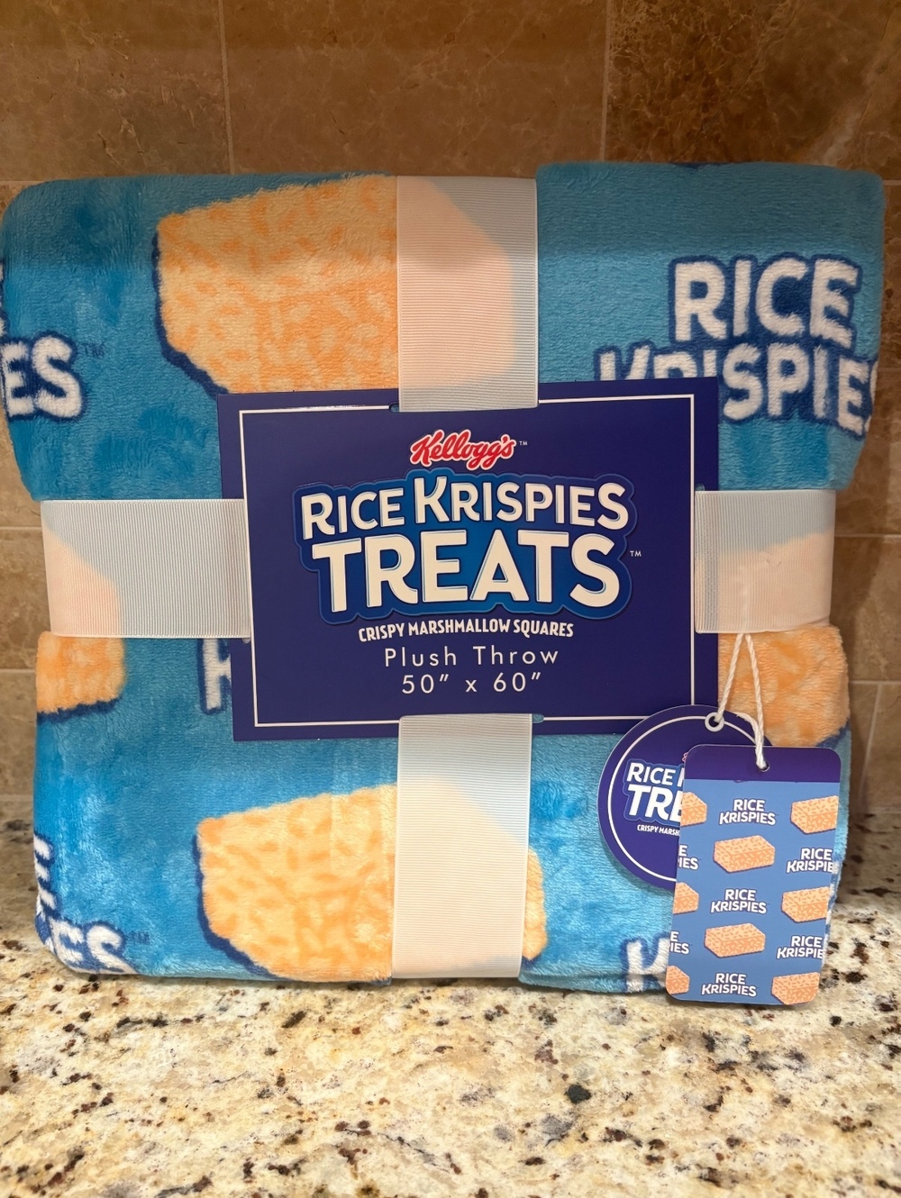 Kellogg’s Rice Krispies Treats Plush Throw Blanket 50 x 60 Blue Fleece New